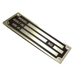 Anodized Aluminium universal custom manufacturer etched vin name plate