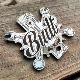 Stainless steel BUILT NOT BOUGHT emblem keyring key chain